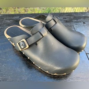 Sanita Kristel Stud Leather Clogs in black size 41 (US 10)